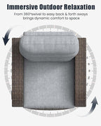 Outdoor Swivel Recliner Chair, All-Weather Wicker Reclining Patio Chair - Image 7