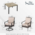 PHI VILLA 7-Piece Outdoor Dining Set, Heavy Duty Patio Table and Chairs Set - Image 2