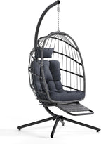 SWITTE Egg Chair Outdoor with Footrest & Stand, Indoor Wicker Hanging Egg Swing by SWITTE