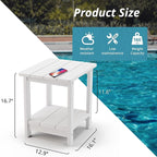 LUE BONA Adirondack Outdoor Side Table, 2-Tier White HDPS Patio End Table - Image 3