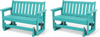SERWALL Outdoor Glider Bench Set of 2, HDPE Weather-Resistant Swinging Bench by SERWALL
