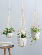 Mkono 3 Pack Macrame Plant Hangers Indoor Different Size Hanging Planter Basket - Image 3