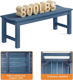 Outdoor Bench, 2-Person Patio Backless Bench Holds up to 800lbs, Weatherproof - Image 5