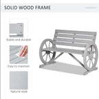 Outsunny 41" Wooden Wagon Wheel Bench, Rustic Outdoor Patio Weather Resistance - Image 4