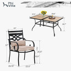PHI VILLA Patio Dining Set for 6, Metal Patio Furniture for Outdoor Kitchen - Image 9