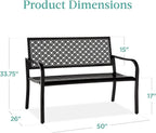 Best Choice Products Outdoor Bench 2-Person Metal Steel Benches Furniture - Image 2