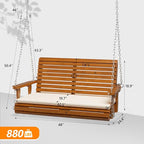 VINGLI Outdoor 4 FT Porch Swing, Heavy Duty 880 LBS Wooden Patio Swings - Image 5