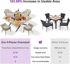 PURPLE LEAF 5 Pieces Oversized Square Patio Dining Set - Image 4