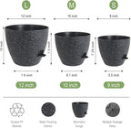 Large Self Watering Pots, 12/10/9 Plastic Planters - Image 2