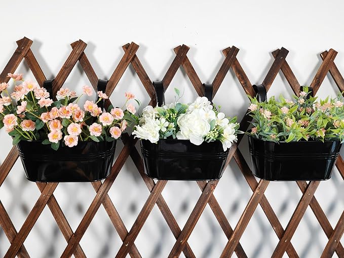 8 Pack Metal Hanging Planter for Outdoor Plants, 10 Inch Black Fence Planters - Image 6