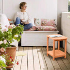 Adirondack Square Outdoor Side Table, 2-Tier Storage Patio Side Table, HDPE End - Image 8