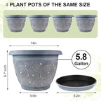 14 Inch Large Planter Pot for Plants Indoor Outdoor, 4 Pack Plastic Flower Pots - Image 4