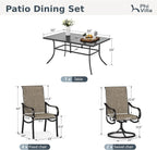PHI VILLA Outdoor Dining Set for 6 Person, Rectangle Metal Slat Table - Image 9