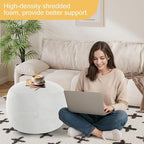 MeMoreCool Round Stuffed Pouf Ottoman Foot Rest, Floor Pouf Foot Stool - Image 4