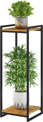 2-Tier Plant Stand Indoor, Rustic Brown by yeavs