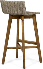 Christopher Knight Home La Brea Outdoor Acacia Wood and Wicker Barstools - Image 6