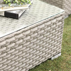 COSIEST Outdoor Furniture Warm Gray Wicker Glass-Top Coffee Table - Image 5