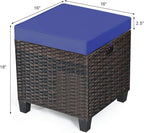 Tangkula 2 Pieces Outdoor Patio Ottoman, All Weather Rattan Wicker Ottoman Seat - Image 3