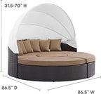 Modway Convene Wicker Rattan Outdoor Patio Retractable Canopy Round Poolside - Image 2