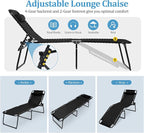 GYMAX Lounge Chairs for Outside, Extra High Folding Beach Tanning Lounger - Image 5