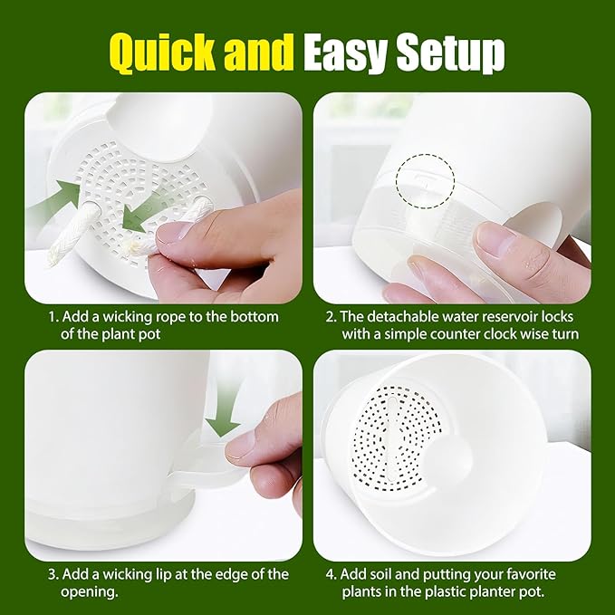 Plant Pots 4/5/5.5/6/6.5/7/8 Inch Self Watering Pots, 7 Pack Plastic Planters - Image 3
