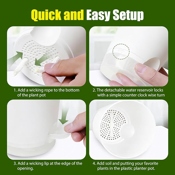 Plant Pots 8 Inch Self Watering Pots, 2 Pack Plastic Planters - Image 3