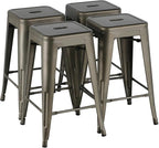 Yaheetech 24 Inch Metal Barstools Set of 4, Counter Height Backless Stools by Yaheetech