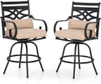 PHI VILLA Outdoor Swivel Bar Stools Set of 2，Patio Counter Height Bar Chairs by PHIVILLAThepioneerofcomfortablehouseholdsupplies