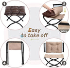 HollyHOME 15" H Folding Footrest Stool, Upholstered Foldable Ottoman - Image 6