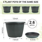 Large-Planter-Indoor-Outdoor Plant Pots, 12 inch 4 Pack Plastic Flower Pots - Image 4