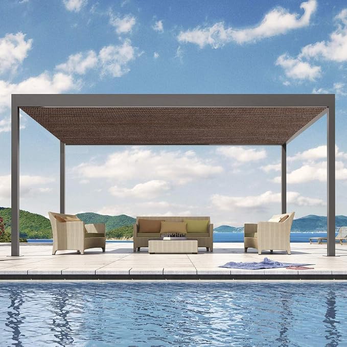 Eden's Decor Straight Flat-Edged Sun Shade Sail Rectangular 8' x 9' Brown - Image 7