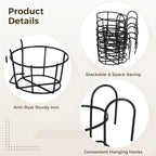 6 PCS Round Hanging Railing Planters, Hanging Flower Stand Iron Baskets - Image 4
