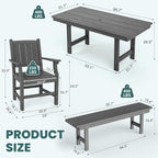Pamapic 5 PCS Outdoor Dining Set, Spacious HDPE Outdoor Table and Chairs - Image 7