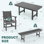 Pamapic 5 PCS Outdoor Dining Set, Spacious HDPE Outdoor Table and Chairs - Image 6