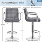 Yaheetech Counter Height Bar Stools Set of 2 Velvet Swivel BarStools - Image 3