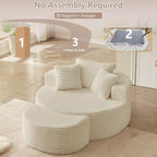 74.6" Oversized Round Chaise Lounge Chair - Image 4