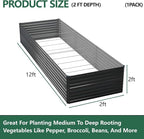 Vengarus 12x2x2FT Galvanized Raised Garden Bed Kit, Large Rectangle Elevated - Image 2