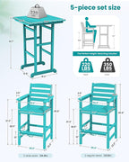 SERWALL 5 Pieces Adirondack Bar Chairs Set - Image 4