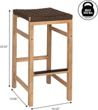 JONATHAN Y BSL1201C-SET2 Armand 30" Modern Coastal Backless Acacia Wood Outdoor - Image 3