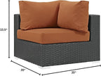Modway Sojourn Wicker Rattan Outdoor Patio Sunbrella Fabric Corner in Canvas - Image 2