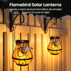2 Pack Solar Lanterns Outdoor Waterproof, Hanging Hummingbird Flickering Flame - Image 4