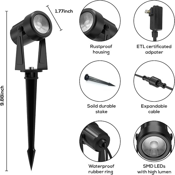 Banord RGBW Color Changing Outdoor Landscape Lighting, 8 Pack Low Voltage LED - Image 2