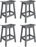 VINGLI 24 Inch Outdoor Bar Stools Set of 4, HDPE Weather Resistance Counter by VINGLI