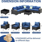Jing's Villa 8-Piece Patio Furniture Set, All-Weather Outdoor Wicker Sectional - Image 7