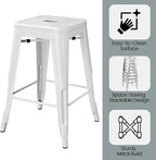 Yaheetech 24 Inch Metal Barstools Set of 4, Counter Height Backless Stools - Image 4
