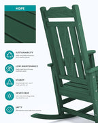 SERWALL Outdoor Rocking Chair Set of 4, Patio Rocking Chairs Set, HDPE Rocking - Image 5