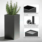 Set of 2 Tall Metal Planter Box - Image 4