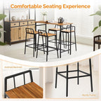 VINGLI 5 Pieces Outdoor Patio Bar Set, Acacia Wood Outdoor Dining Set Patio - Image 5