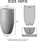 Kante 24 Inch Tall Round Concrete Planter, Large Indoor Outdoor Plant Pots - Image 2