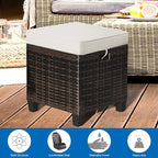 Tangkula 2 Pieces Outdoor Patio Ottoman, All Weather Rattan Wicker Ottoman Seat - Image 9